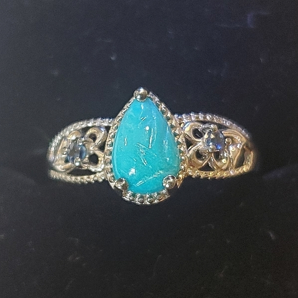 Sleeping Beauty Turquoise Blue Sapphire Ring